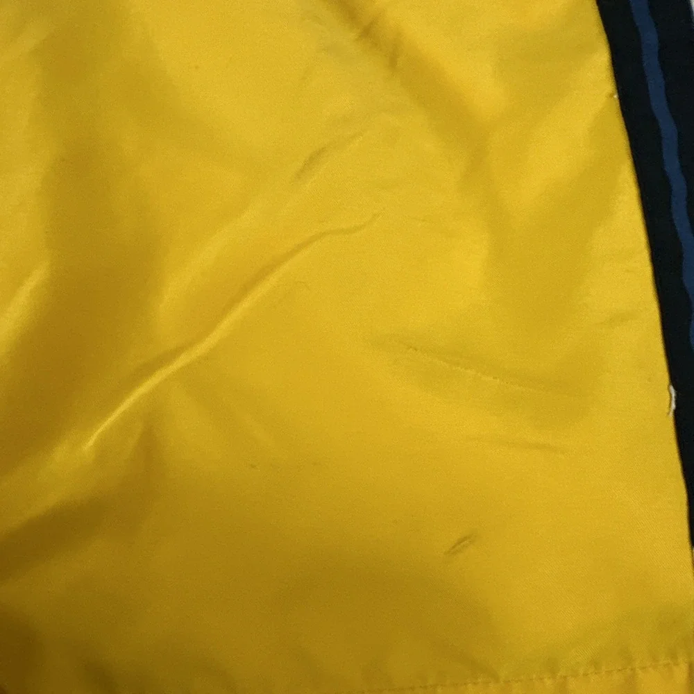 Chaps Swim Trunks Shorts Mens Large Yellow Elastic Waist Logo Leaves Pockets